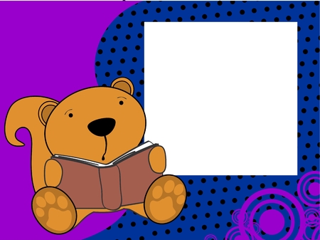 baby cute cartoon squirrel reading in vector formatのイラスト素材