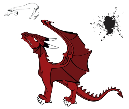 Set in medieval dragon tattoo vector formatのイラスト素材