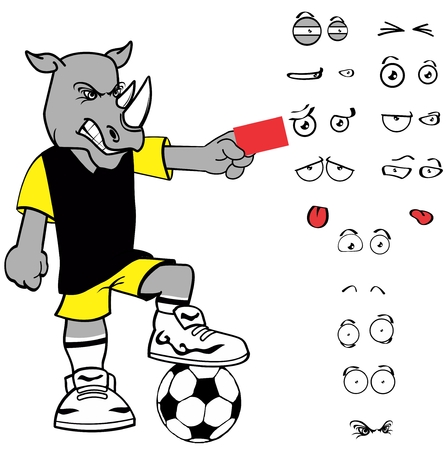 soccer rhino cartoon expression vector format in Septemberのイラスト素材