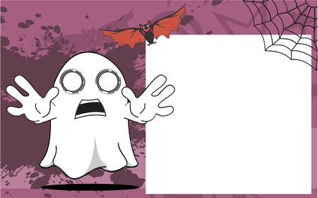ghost cartoon halloween background in vector expressions frame formatのイラスト素材