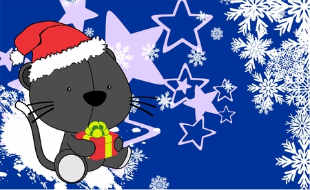 baby cat cartoon xmas background in vector format very easy to editのイラスト素材