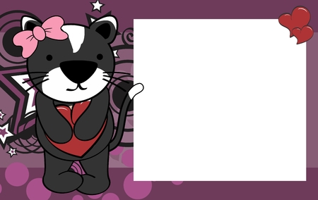 cute cat girl valentine cardのイラスト素材