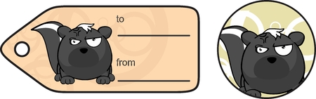 funny cartoon skunk expression ball gift card in formatのイラスト素材