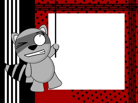 funny raccoon emotion frame background in vector formatのイラスト素材