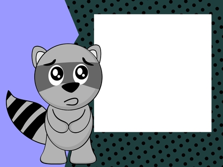 funny raccoon emotion frame background in vector formatのイラスト素材