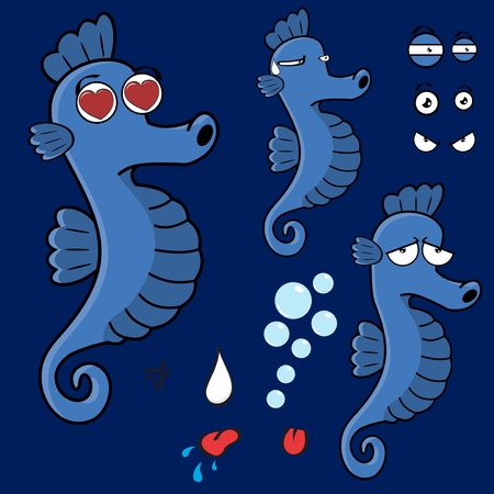 funny cartoon seahorse expression vector format in Septemberのイラスト素材