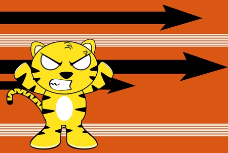 funny young tiger plush cartoon background in vector format very easy to editのイラスト素材