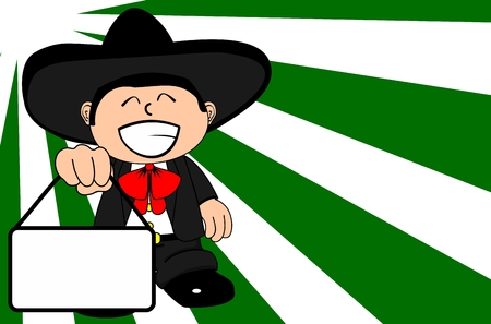 funny kid cartoon mariachi mexican expressions very easy to edit backgroundのイラスト素材