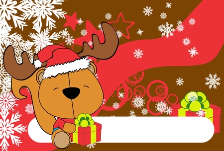 cute baby squirrel santa hat reindeer cartoon background in vector formatのイラスト素材