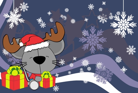 cute baby mouse hat santa reindeer cartoon background in vector formatのイラスト素材