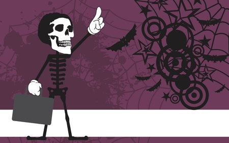 halloween skeleton cartoon backgroundのイラスト素材