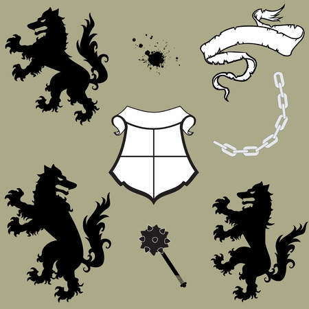 heraldic coat of arms crest wolf tattoo in vector format in Septemberのイラスト素材