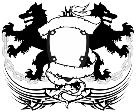 heraldic coat of arms crest wolf tattoo in vector formatのイラスト素材
