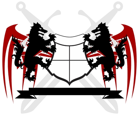 heraldic coat of arms crest wolf tattoo in vector formatのイラスト素材