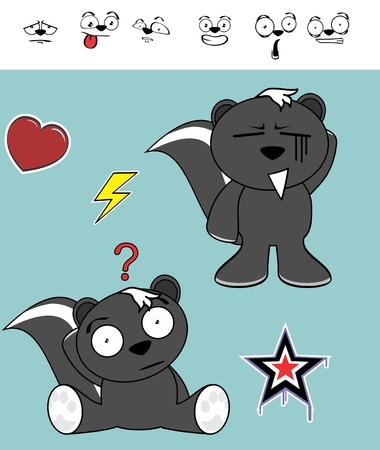 funny cartoon skunk expressions in vector format in September very easy to editのイラスト素材