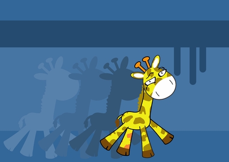 funny little giraffe cartoon background in vector format expressionのイラスト素材