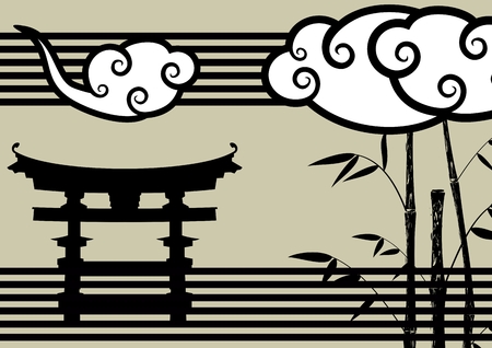 asian japanese bamboo background in vector format very easy to editのイラスト素材