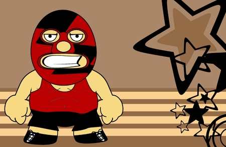 Grumpy mexican fighter cartoon expression background in vector formatのイラスト素材