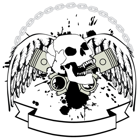 Chopper skull tattoo insignia in vector format very easy to editのイラスト素材
