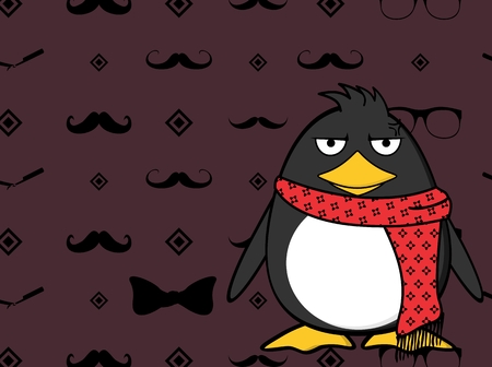 Cute little hipster penguin.のイラスト素材