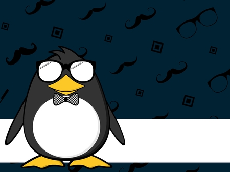 cute little hipster penguin baby cartoon expression background in vector format very easy to editのイラスト素材