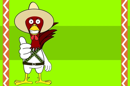 Funny chicken mexican expressions cartoon background in vector format very easy to editのイラスト素材