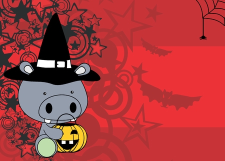 Baby hippo in Halloween costume icon.のイラスト素材