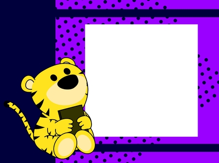 Cute baby tiger book picture frame, background in vector format.のイラスト素材