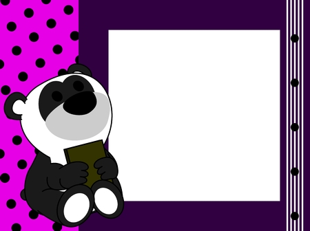 cute baby panda teddy bear book picture frame background in vector format very easy to editのイラスト素材
