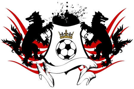 Heraldic black Wolf tattoo soccer soccer coat of arms in vector format very easy to editのイラスト素材