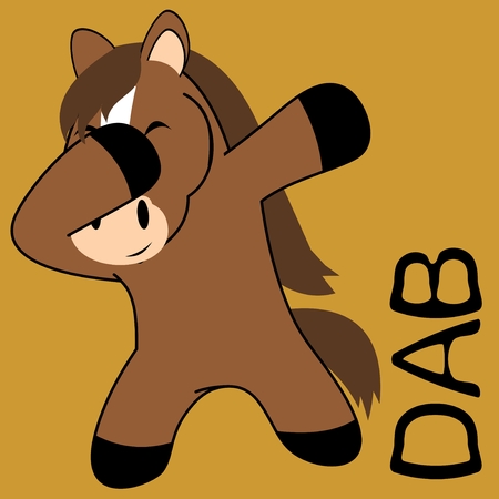 Dab dabbing pose horse kid cartoon in vector format.のイラスト素材