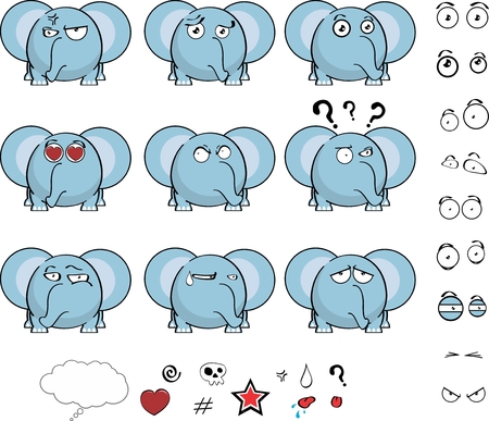 Cute baby ball little elephant cartoon expressions setのイラスト素材
