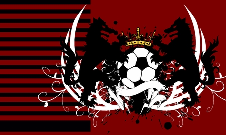 heraldic soccer wolf crest coat of arms background in vector format very easy to editのイラスト素材