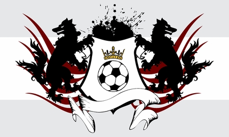 heraldic soccer wolf crest coat of arms background in vector format very easy to editのイラスト素材