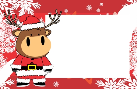 Cute deer cartoon Christmas frame picture background in vector format very easy to edit.のイラスト素材