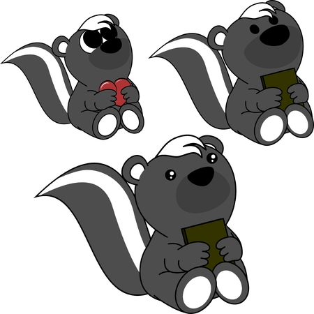 little cute baby skunk cartoon set in vector format very easy to editのイラスト素材