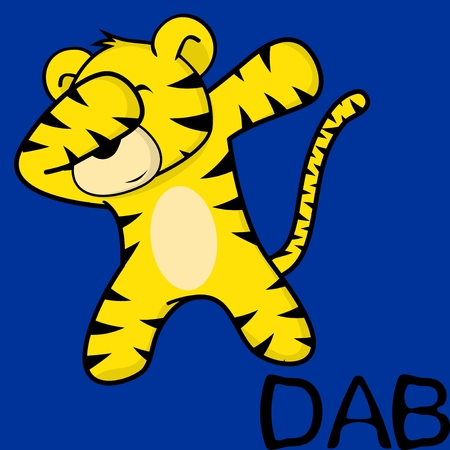 Tiger cartoon character in dabbing pose vector.のイラスト素材