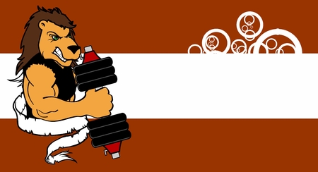 muscle lion cartoon fitness weight training gym in vector formatのイラスト素材