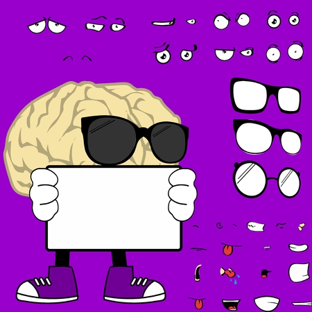 funny brain cartoon expressions set in vector format very easy to editのイラスト素材