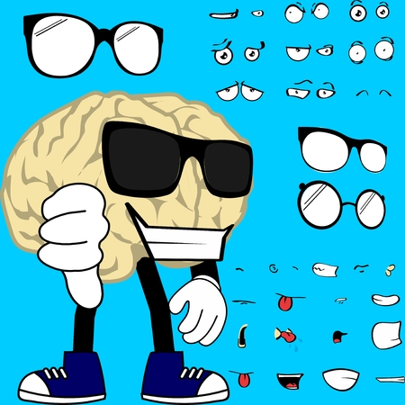 funny brain cartoon expressions set in vector format very easy to editのイラスト素材