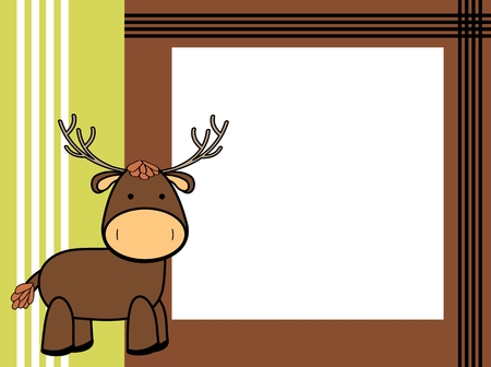 cute plush deer cartoon picture frame background in vector formatのイラスト素材