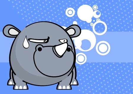 cute baby rhino ball style cartoon expression background in vector format very easy to editのイラスト素材