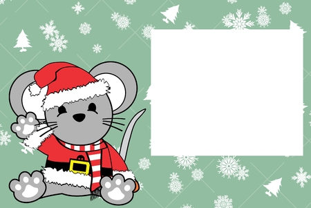 Cute baby mouse cartoon xmas picture frameのイラスト素材