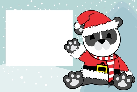 Cute baby panda bear cartoon xmas picture frameのイラスト素材