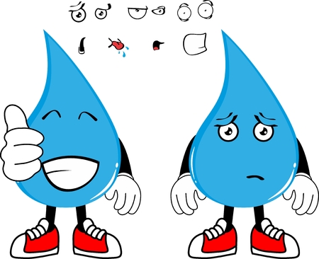 Water drop cartoon  style expression set collectionのイラスト素材