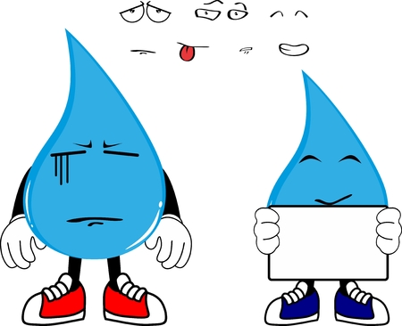 Water drop cartoon  style expression set collectionのイラスト素材