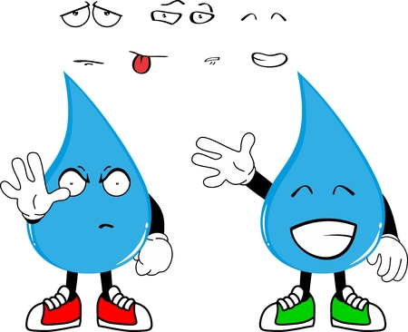 Water drop cartoon   style expression set collectionのイラスト素材