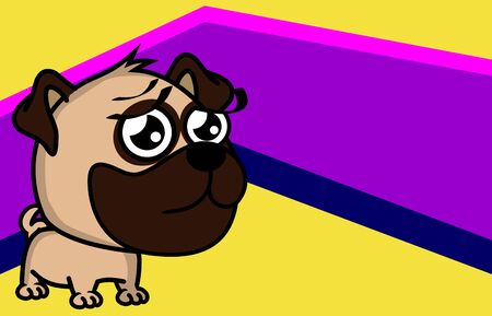 pug dog cartoon big head expression background in vector formatのイラスト素材