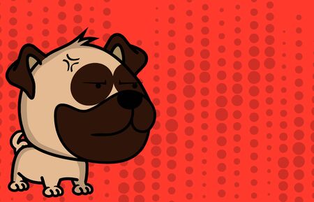 pug dog cartoon big head expression background in vector formatのイラスト素材