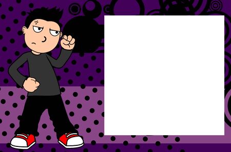 funny young kid cartoon pose expressions frame picture in vector formatのイラスト素材